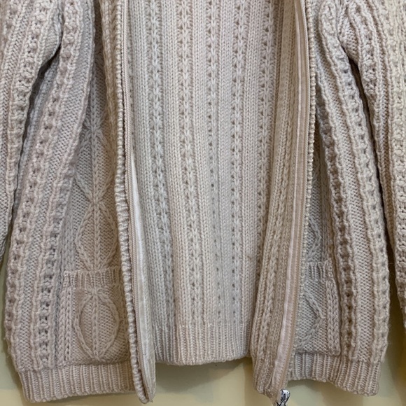 Gaeltarra | Cream New Wool Irish Fisherman Full Zip Collared Cardigan Sweater M - Picture 17 of 17